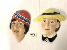 KEVIN FRANCIS CERAMICS - SUSIE COOPER FACE MASK LTD EDITION 65/200 AND CLARICE CLIFF FACE MASK LTD