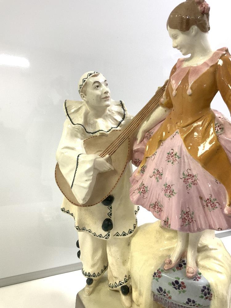 GOLDSHEILDER NIEN, LARGE CERAMIC FIGURE OF GIRL AND PIERROT CLOWN, 50CMS - Image 4 of 8