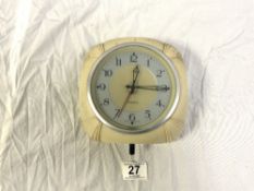 ART DECO BAKELITE ELECTRIC WALL CLOCK BY GENALEX, MADE IN ENGLAND