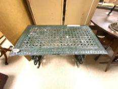 ORNATE METAL RECTANGULAR GARDEN TABLE (90 X 50 X 66)