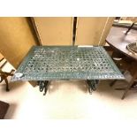 ORNATE METAL RECTANGULAR GARDEN TABLE (90 X 50 X 66)