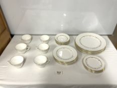 ROYAL WORCESTER 'GOLD CHANTILLY' DINNER AND TEA WARE, 28 PIECES.