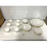ROYAL WORCESTER 'GOLD CHANTILLY' DINNER AND TEA WARE, 28 PIECES.
