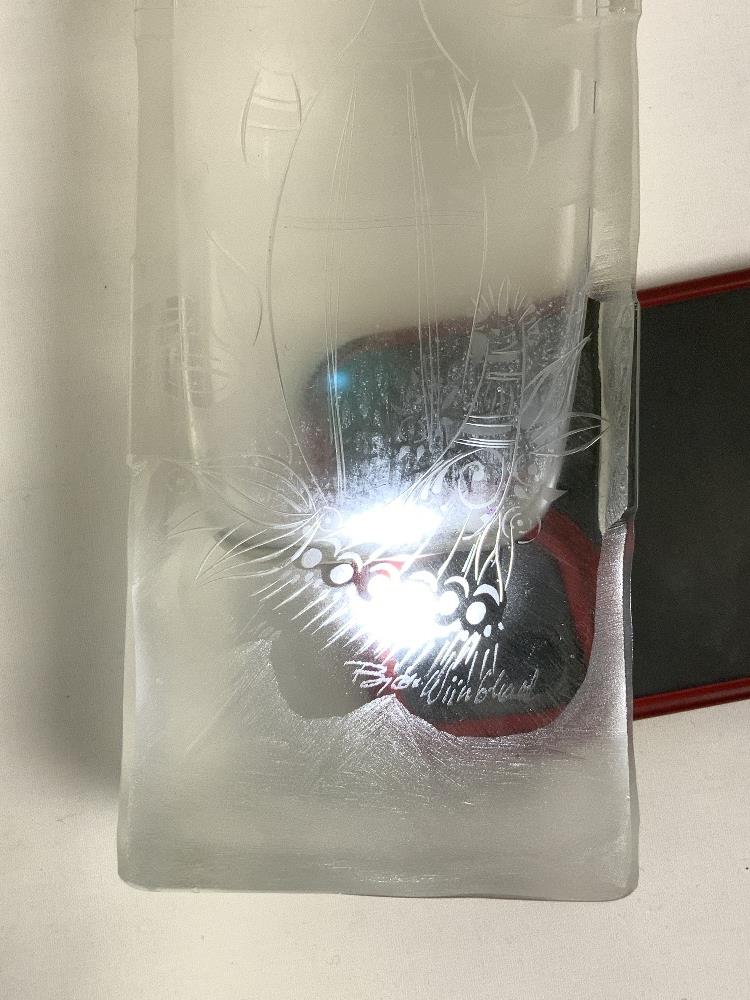 ROSENTHALL BJORN WIINBLAD DESIGN RECTANGULAR GLASS VASE, 19CMS, A MATS JONASSON PORTRAIT GLASS BOWL, - Image 7 of 8
