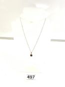 375, 9-CARAT GOLD NECKLACE WITH 9CT GOLD PENDANT WITH DAISY DESIGN OF GARNETS