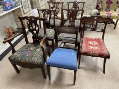 SEVEN ANTIQUE VARIOUS DINING CHAIRS