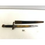 PATTERN 1856 ENFIELD DRILL PURPOSE BAYONET, SHORTENED AND REBUSHED FOR A MARTINI ENFIELD, MOD 1898