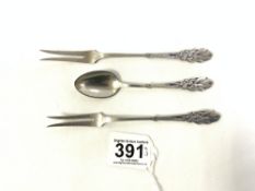 THREE MODERNIST DANISH PIECES OF CUTLERY BY FRITZ. S. HEIMBURGER