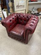 VINTAGE OXBLOOD RED LEATHER CHESTERFIELD CLUB CHAIR