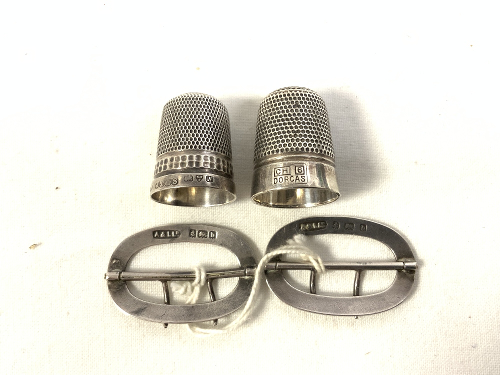 PAIR OF HALLMARKED SILVER SHOE BUCKLES DATED 1901 BY ADIE AND LOVEKIN WITH ONE HALLMARKED SILVER - Image 4 of 4