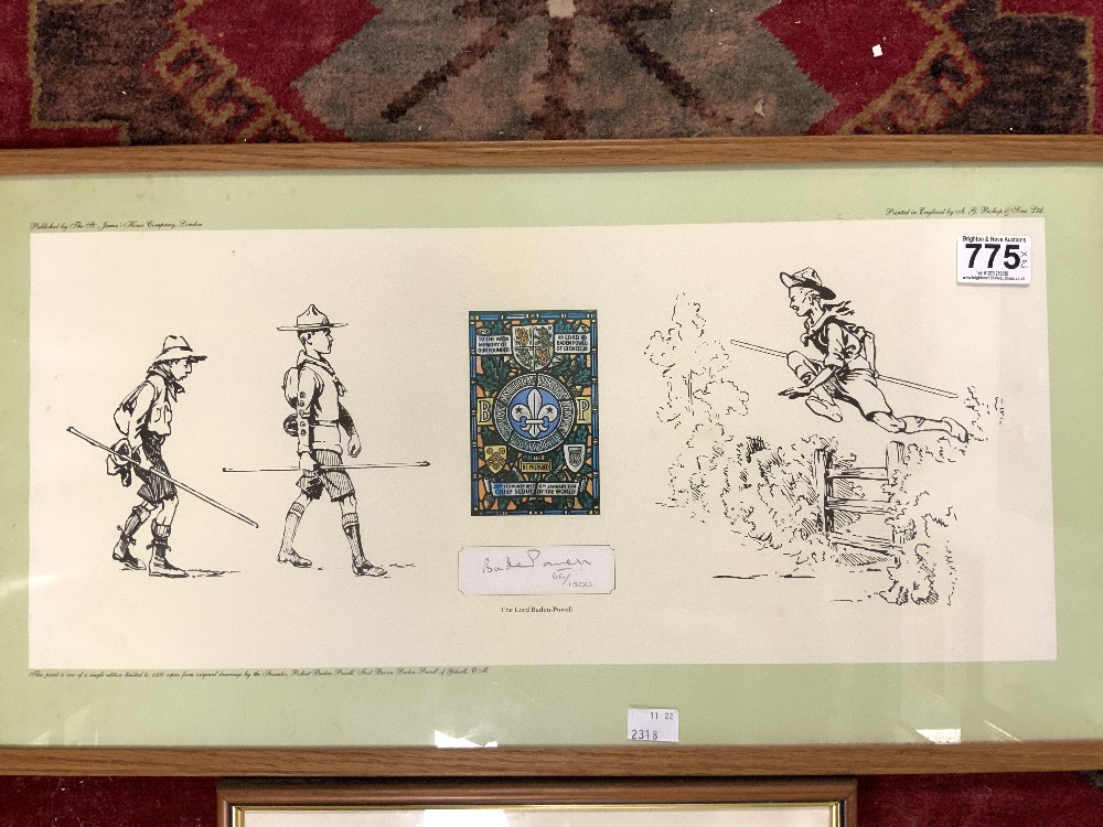 A LIMITED EDITION PRINT 66/1500 FROM ORIGINAL DRAWINGS - THE LORD BADEN - POWELL (53 X 23), AND A - Image 2 of 10