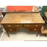 EDWARDIAN INLAID MAHOGANY KNEEHOLE DRESSING TABLE - FOUR DRAWERS (114 X 50 X 78CMS)