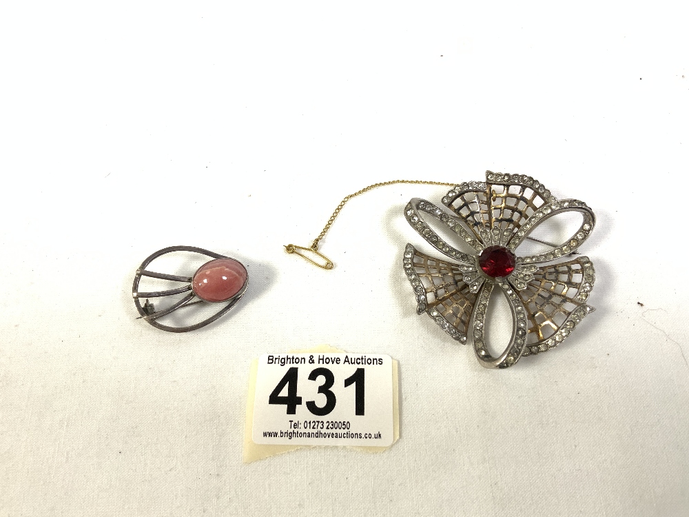 TWO BROOCHES, ONE MARKED STERLING, THE OTHER 925