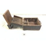 ANTIQUE EASTERN WOODEN LACQUERED VANITY BOX WITH METAL AND BRASS MOUNTS