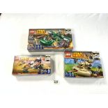 THREE LEGO STAR-WARS, BOXED 'FLASH SPEEDER', ERKA'S SPEEDER BIKE, AND AAT - 75080