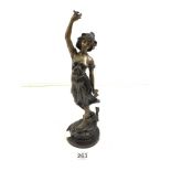 FIGURINE MADE FROM BRONZE OF A LADY POSSIBLY AFTER CHARLES RUCHOT, 39CMS