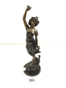 FIGURINE MADE FROM BRONZE OF A LADY POSSIBLY AFTER CHARLES RUCHOT, 39CMS