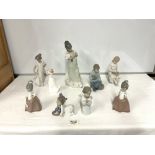 LLADRO FIGURE OF AN ANGEL, SEVEN NAO FIGURES - VARIOUS AND A ROYAL DOULTON FIGURE 'THINKING OF