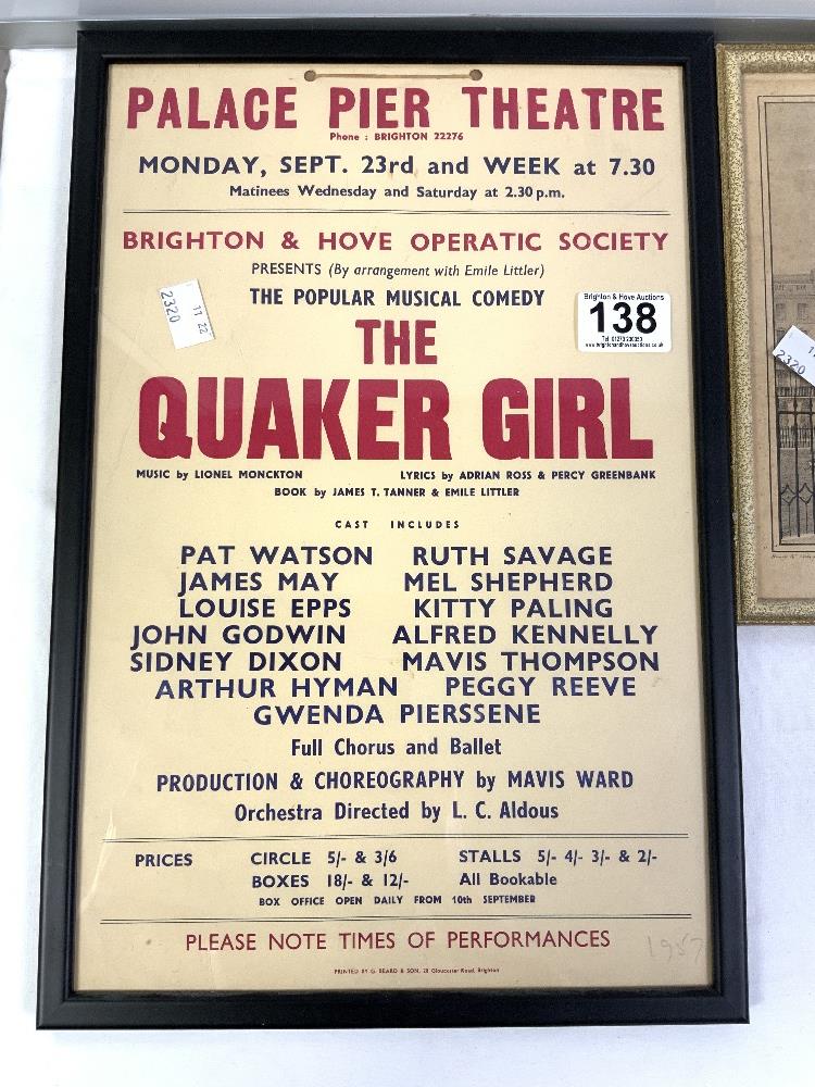 PALACE PIER THEATRE - BRIGHTON AND HOVE OPERATIC SOCIETY - 'THE QUAKER GIRL PRINT OF THE OLD - Image 3 of 6