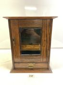 VINTAGE ENGLISH OAK PIPE SMOKER CABINET WITH TWO DRAWERS, 39 X 32CMS