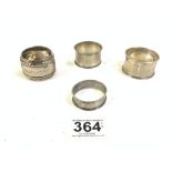 THREE-HALLMARKED SILVER NAPKIN RINGS WITH A 830 SILVER NAPKIN RING