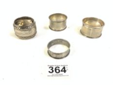THREE-HALLMARKED SILVER NAPKIN RINGS WITH A 830 SILVER NAPKIN RING