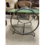 ART DECO CHROME AND GREEN GLASS TOP TABLE (53 X 41CMS)