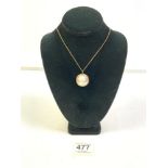 14K GOLD PENDANT/CAMEO BROOCH WITH 500 MARKED 12 CARAT GOLD CHAIN 20 INCH, TOTAL WEIGHT 5.1 GRAMS