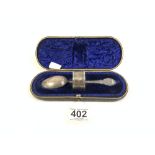 HALLMARKED SILVER CASED CHRISTENING SET, DATED 1916 BY HILLARD AND THOMASON