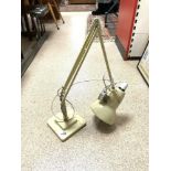 A VINTAGE HERBERT TERRY AND SONS SQUARE BASE CREAM COLOUR ANGLEPOISE LAMP