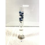 TALL FREE-STANDING GALILEO GLASS THERMOMETER, 42CMS