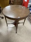 EDWARDIAN ROUND OCCASIONAL TABLE WITH INLAY AND ORIGINAL CASTORS 74CMS DIAMETER