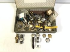 QUANTITY OF WRISTWATCHES, POCKET WATCH MOVEMENTS AND A SMALL QUANTITY OF COSTUME JEWELLERY