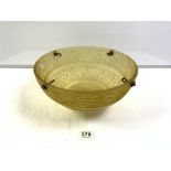 R. LALIQUE FRANCE - MOULDED AMBER GLASS ART DECO CEILING SHADE