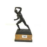 GERMAN - BERLIN BRONZE FIGURE OF A GLADIATOR, SIGNED CLADENBECK, BERLIN, 27CMS