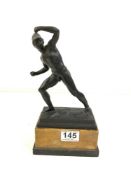 GERMAN - BERLIN BRONZE FIGURE OF A GLADIATOR, SIGNED CLADENBECK, BERLIN, 27CMS