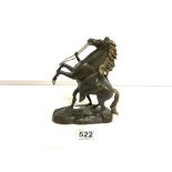 BRONZE AND PARCEL GILT MARLEY HORSE GROUP 20CM