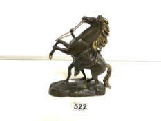 BRONZE AND PARCEL GILT MARLEY HORSE GROUP 20CM