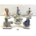 SIX CANTEBURY TALES CERAMIC FIGURES BY RYE POTTERY