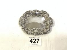 VICTORIAN HALLMARKED SILVER EMBOSSED PIN TRAY CHESTER 1900 BY WILLIAM AITKEN 23 GRAMS