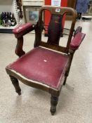 CIRCA 19TH CENTURY BARBERS CHAIR BY CLAUGHTON OF LEEDS