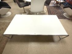 A LARGE THONET CHROME AND WHITE WOOD COFFEE TABLE. 150X80.