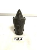 ANTIQUE HEAD OF A BRONZE BUDDHA 10CM