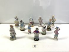 ELEVEN VARIOUS CONTINENTAL PORCELAIN FIGURES (THE LARGEST 15CMS)