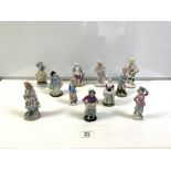 ELEVEN VARIOUS CONTINENTAL PORCELAIN FIGURES (THE LARGEST 15CMS)