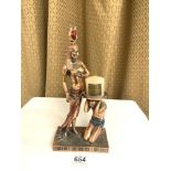 EGYPTIAN FIGURINE CANDLE HOLDER COPPER COLOURED 32CM