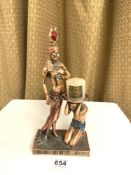 EGYPTIAN FIGURINE CANDLE HOLDER COPPER COLOURED 32CM