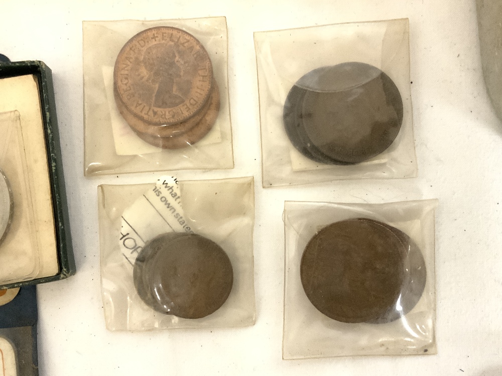 MIXED SILVER COINS, AND SETS OF GREAT BRITAIN PENNIES, HALLMARKED SILVER SPOON ETC. - Image 7 of 18