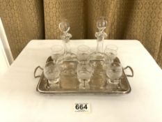 VINTAGE SILVERPLATE AND GLASS LIQUEUR SET FOR SIX