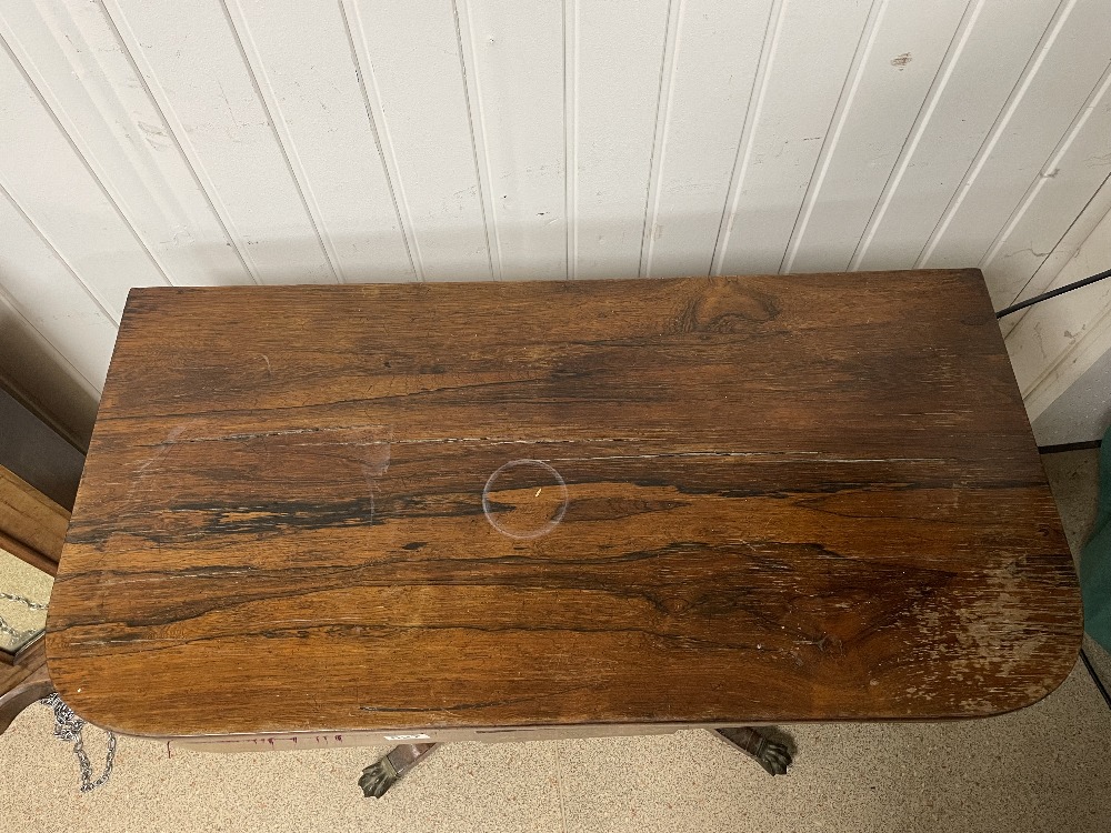 REGENCY ROSEWOOD CARD TABLE WITH BRASS AND EBONY DETAIL - Image 2 of 3